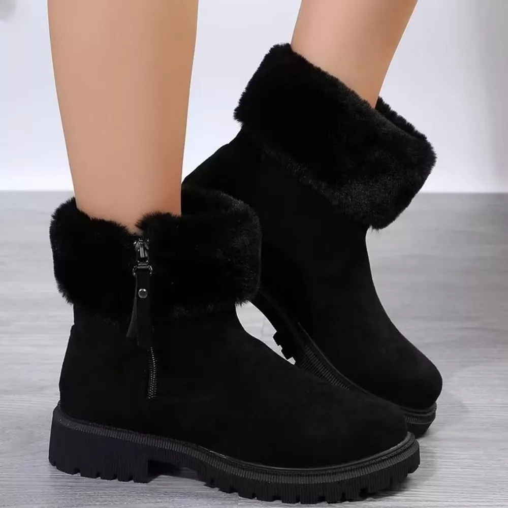 Faux Fur Lined Side-Zip Chunky Platform Ankle Boots, image 7