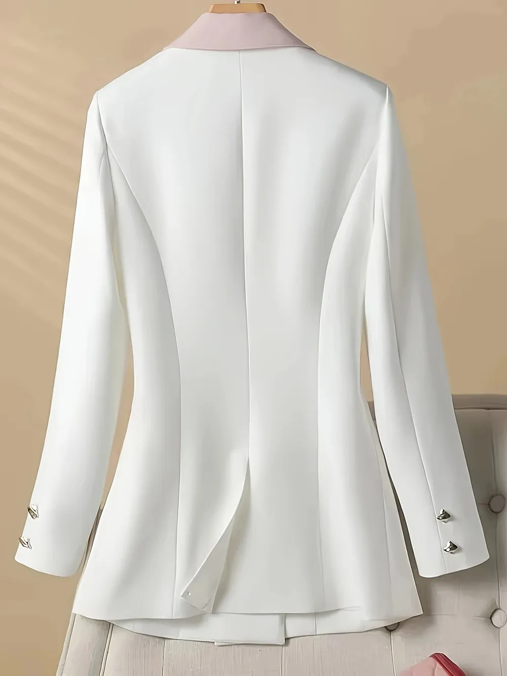 Double-Breasted Contrast Trim Blazer, image 3