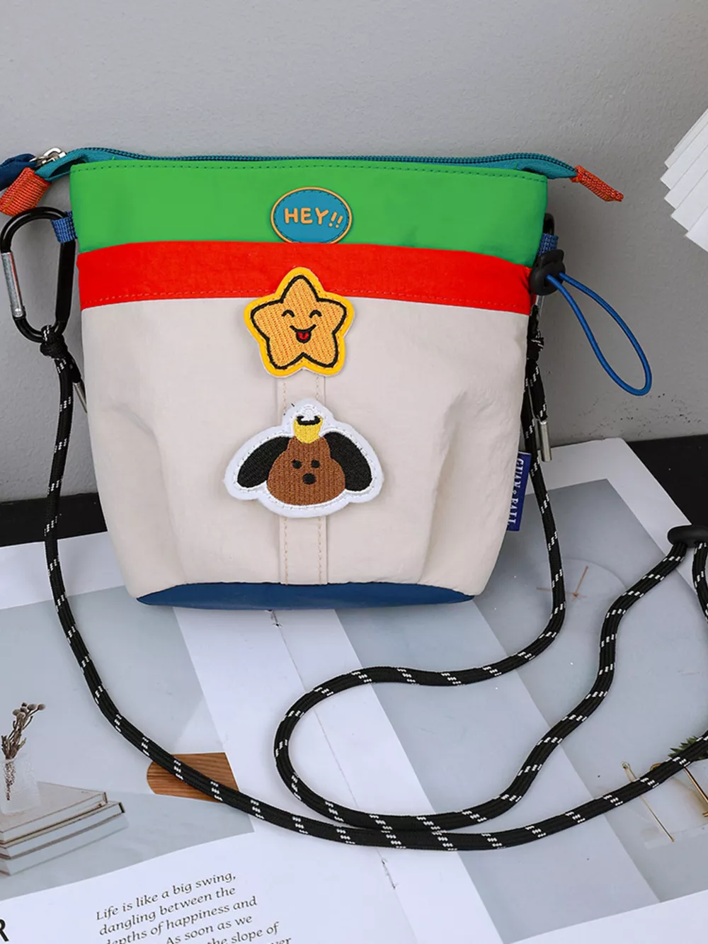Waterproof Contrast Cartoon Crossbody Bag
