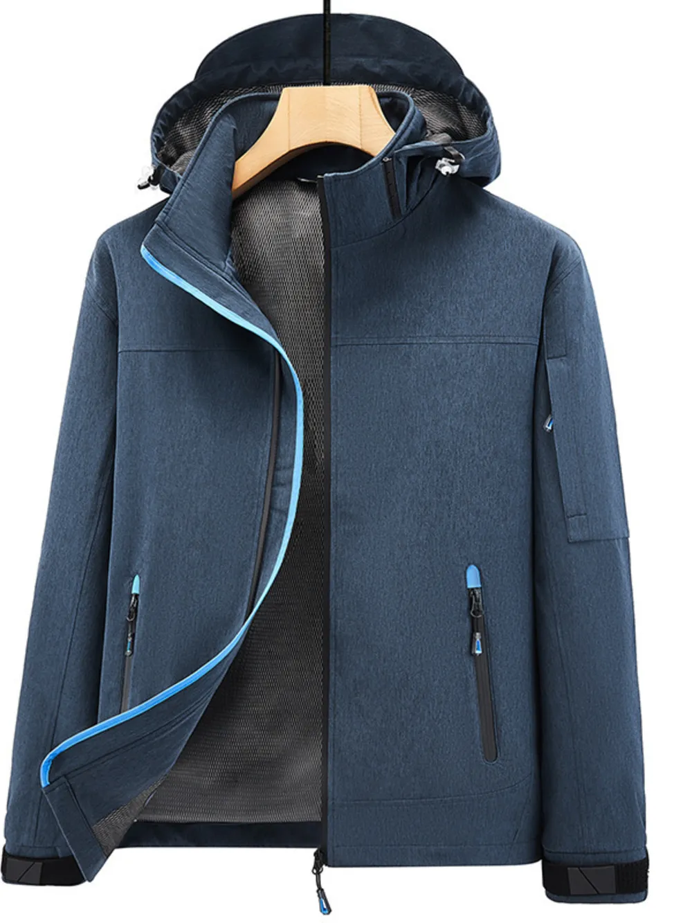 Men's Plus Size Outdoor Zip Up Hooded Jacket, image 4