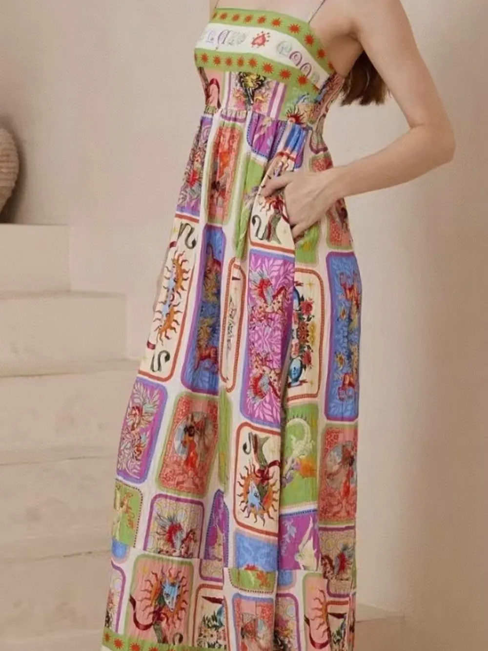 Printed Square Neck Cami Dress, image 2