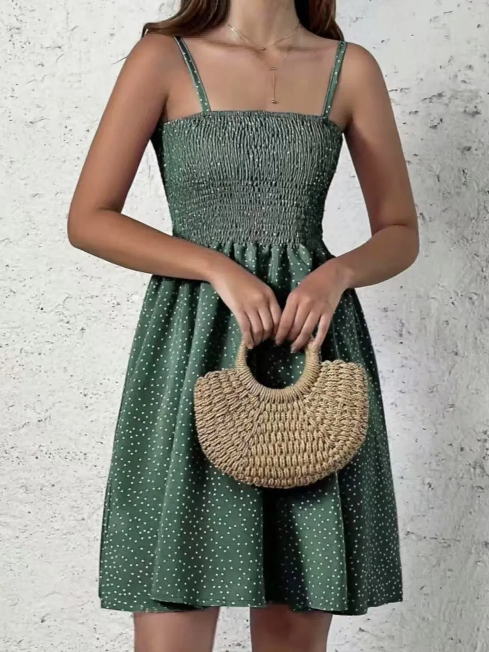 Full Size Smocked Square Neck Cami Dress Plus Size, image 12