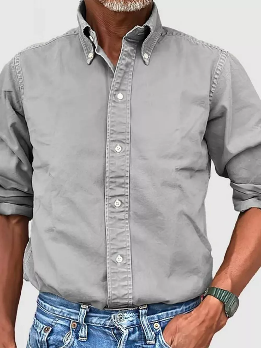 Men's Full Size Casual Button-Down Shirt Plus Size, image 2