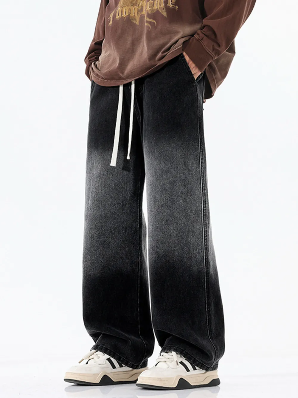 Men's Full Size Gradient Wash Wide Leg Jeans Plus Size, image 6