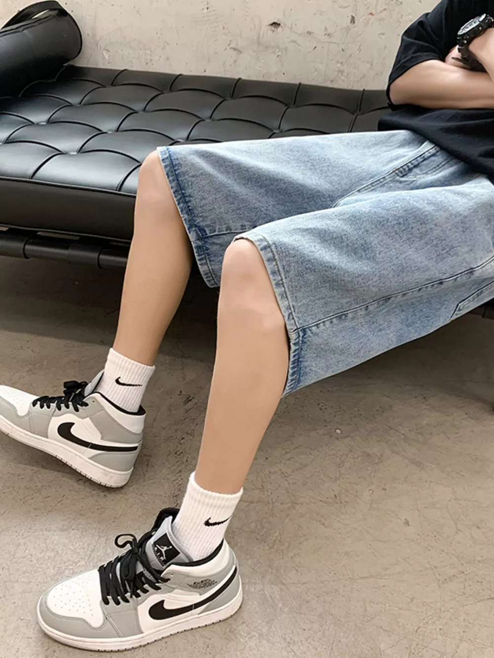 Men's Acid Wash Denim Shorts, image 3