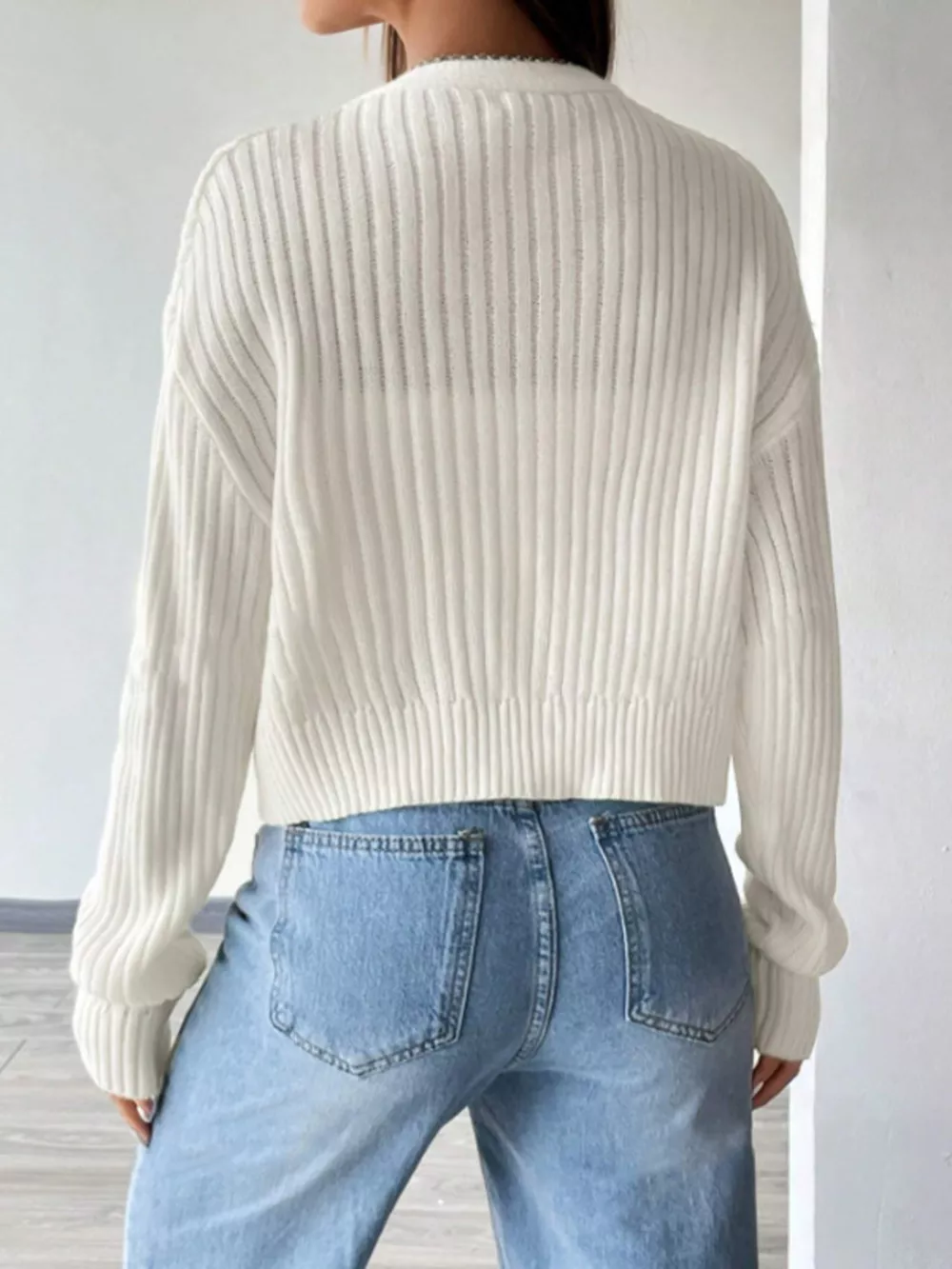 V-Neck Button-Up Cardigan, image 4
