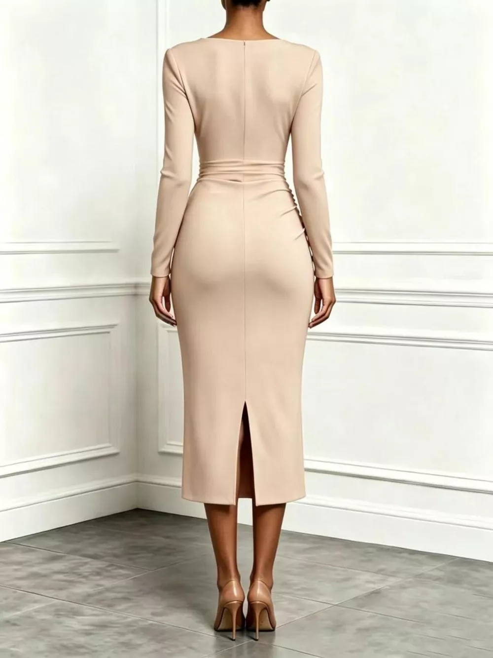 Ruffled Surplice Long Sleeve Dress, image 2