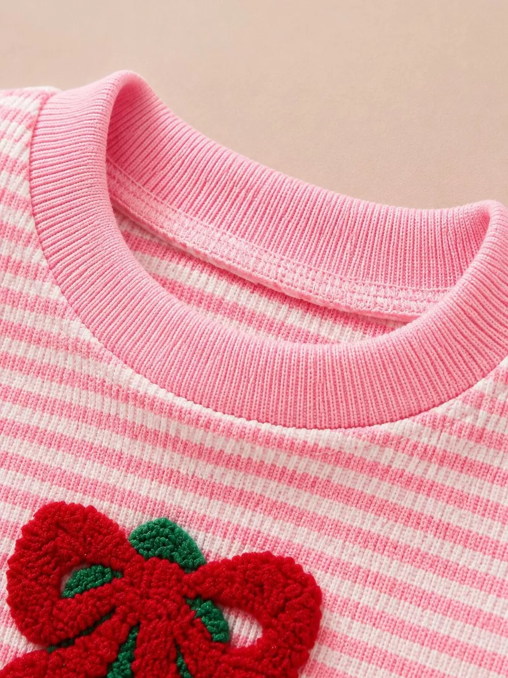 Children's Striped Christmas Tree Ruffle Pajama Set, image 3
