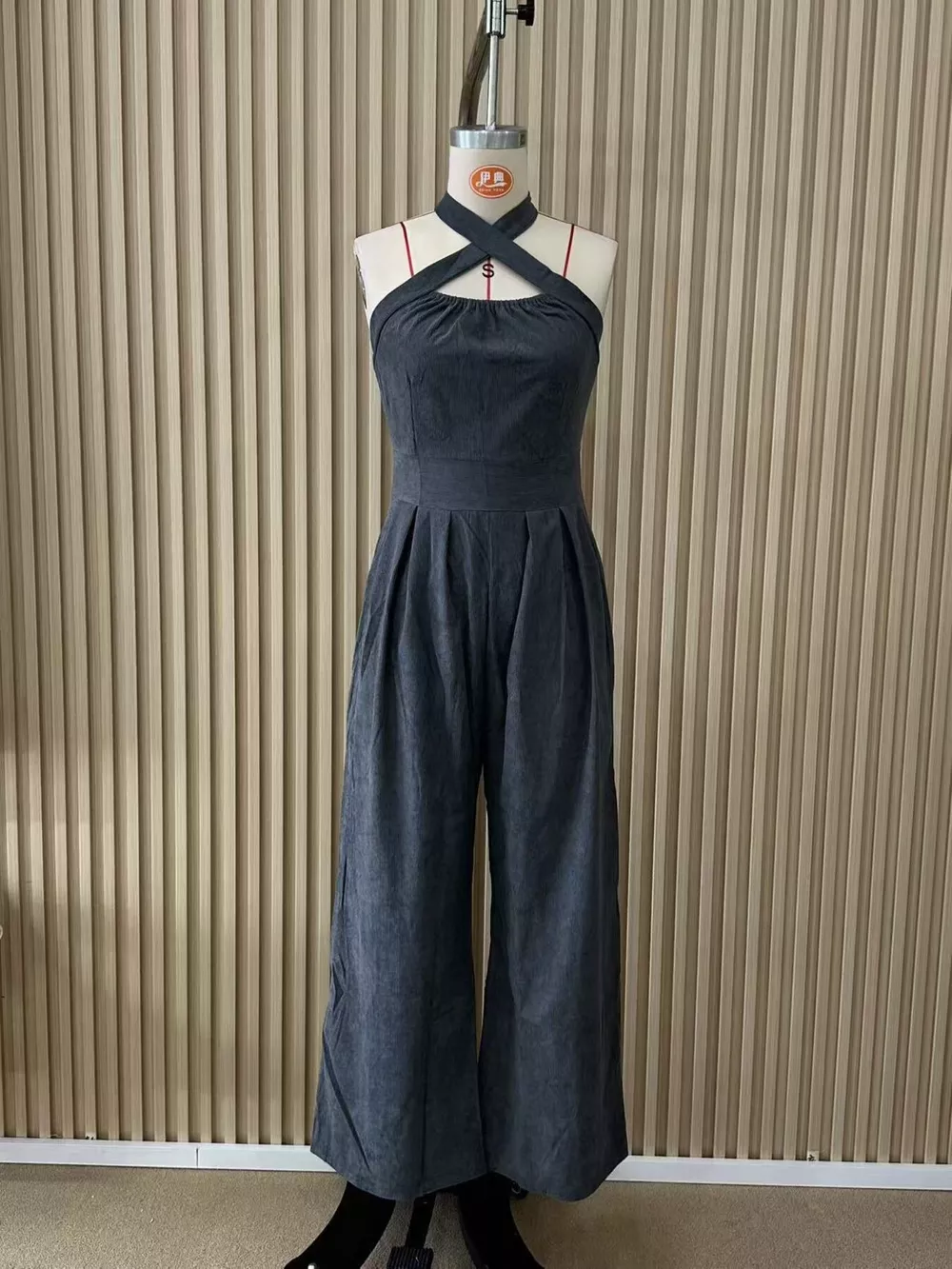 Full Size Halter Neck Wide-Leg Jumpsuit Plus Size, image 6