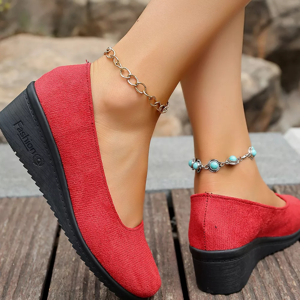 Round Toe Wedge Slip-Ons, image 4