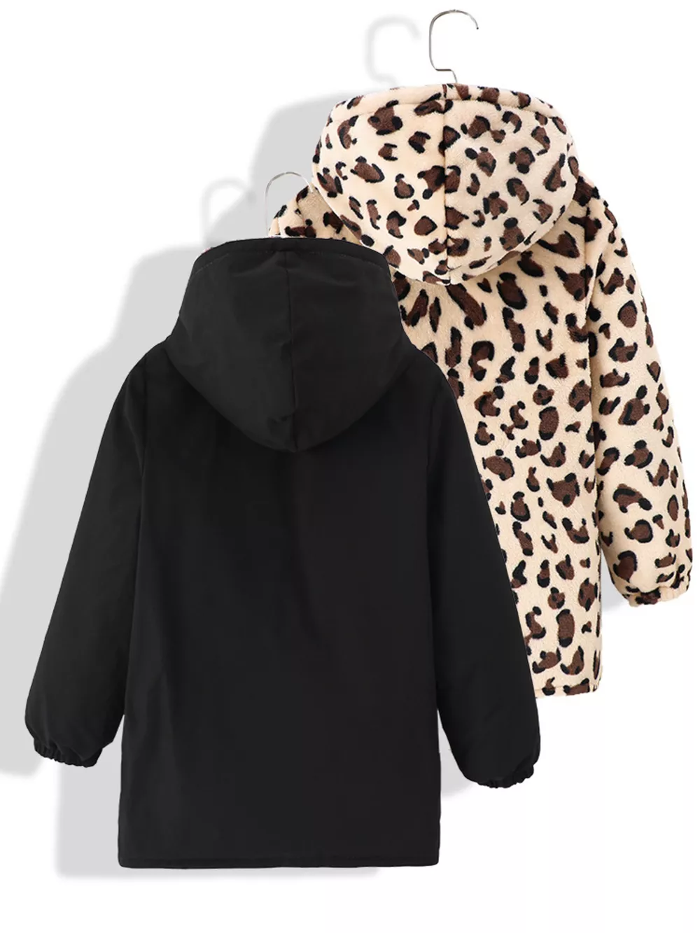 Children's Hooded Leopard Lined Warm Jacket, image 3