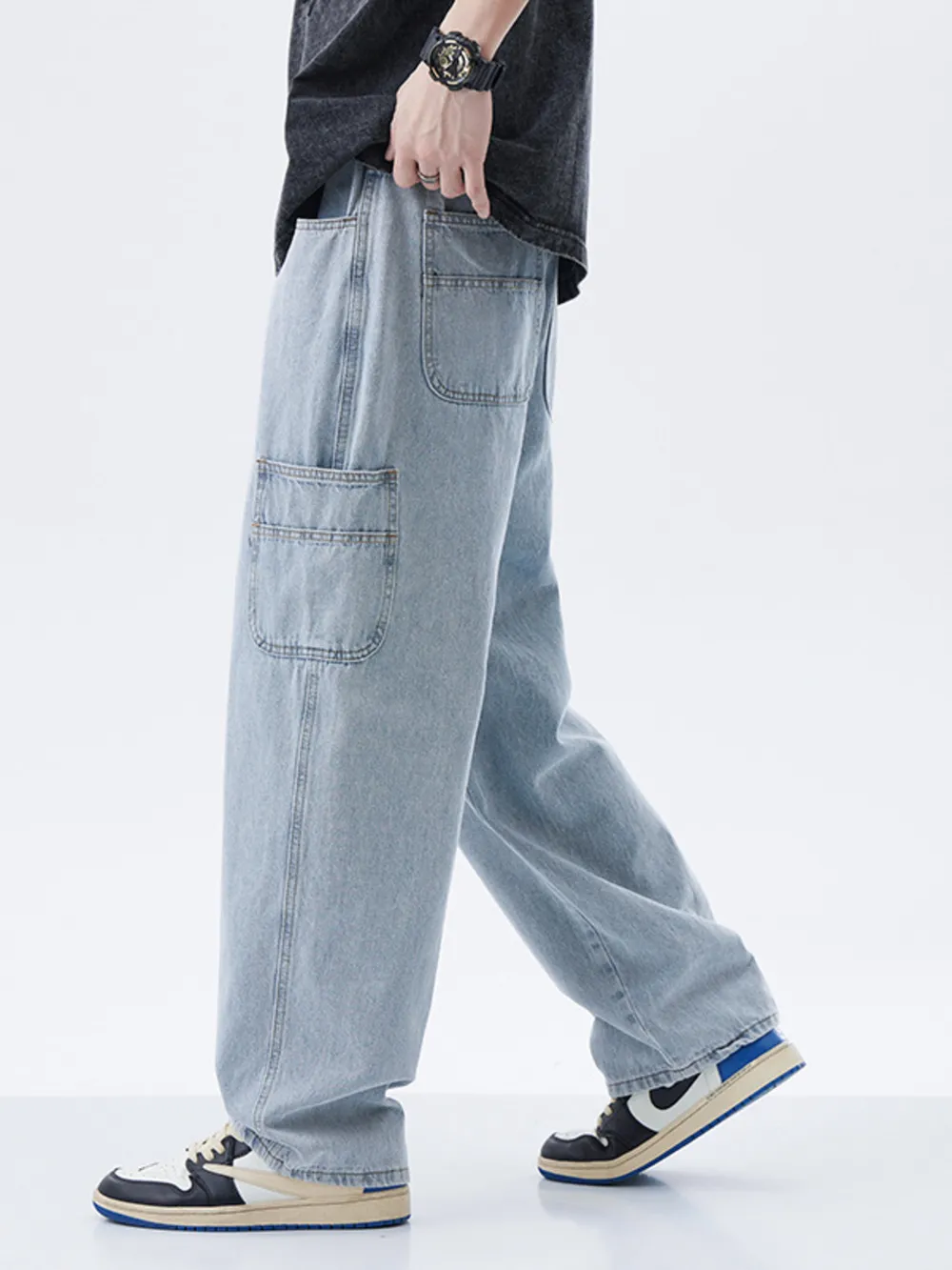 Men's Full Size Washed Wide Leg Jeans Plus Size, image 2