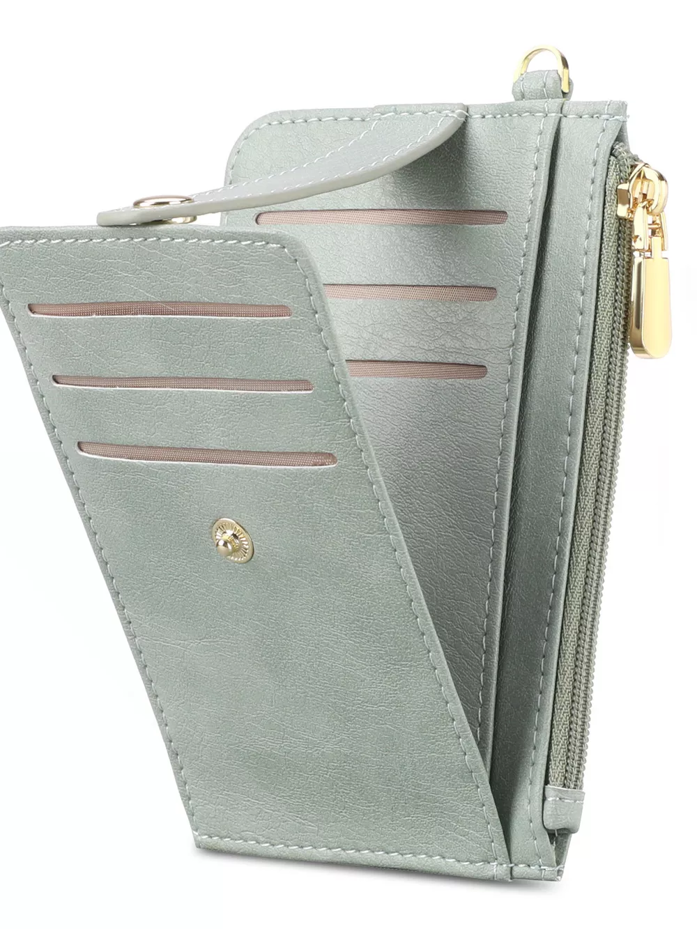 Zippered Leather Card Holder Wallet, image 5