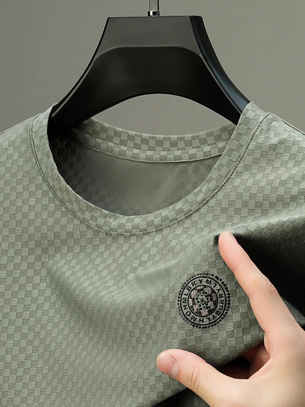 Men's Plus Size Checkerboard Pattern T-Shirt, image 7