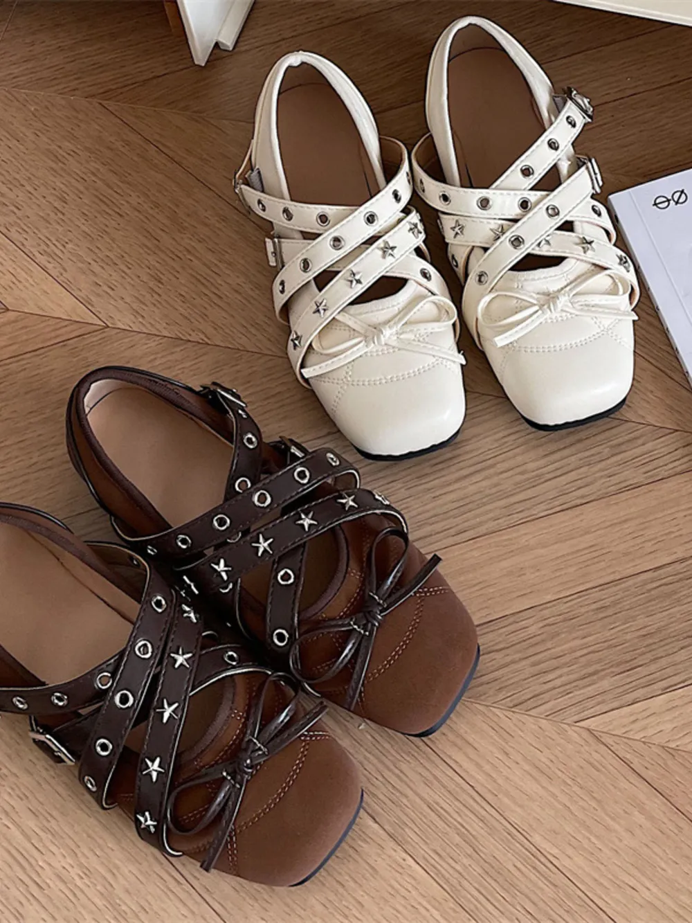 Studded Strappy Bow Slip-Ons, image 2