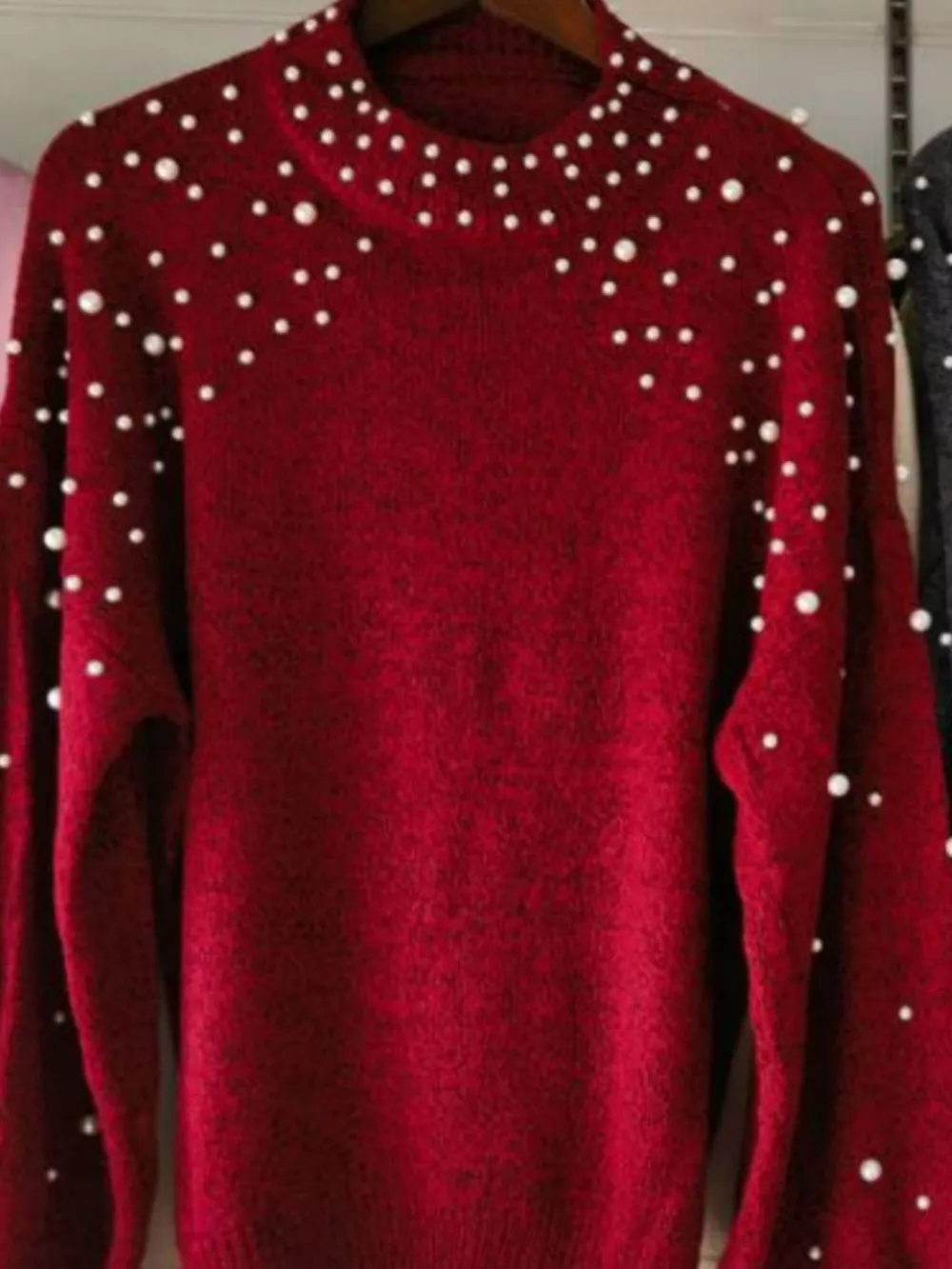 Pearl-Embellished Mock Neck Sweater, image 16