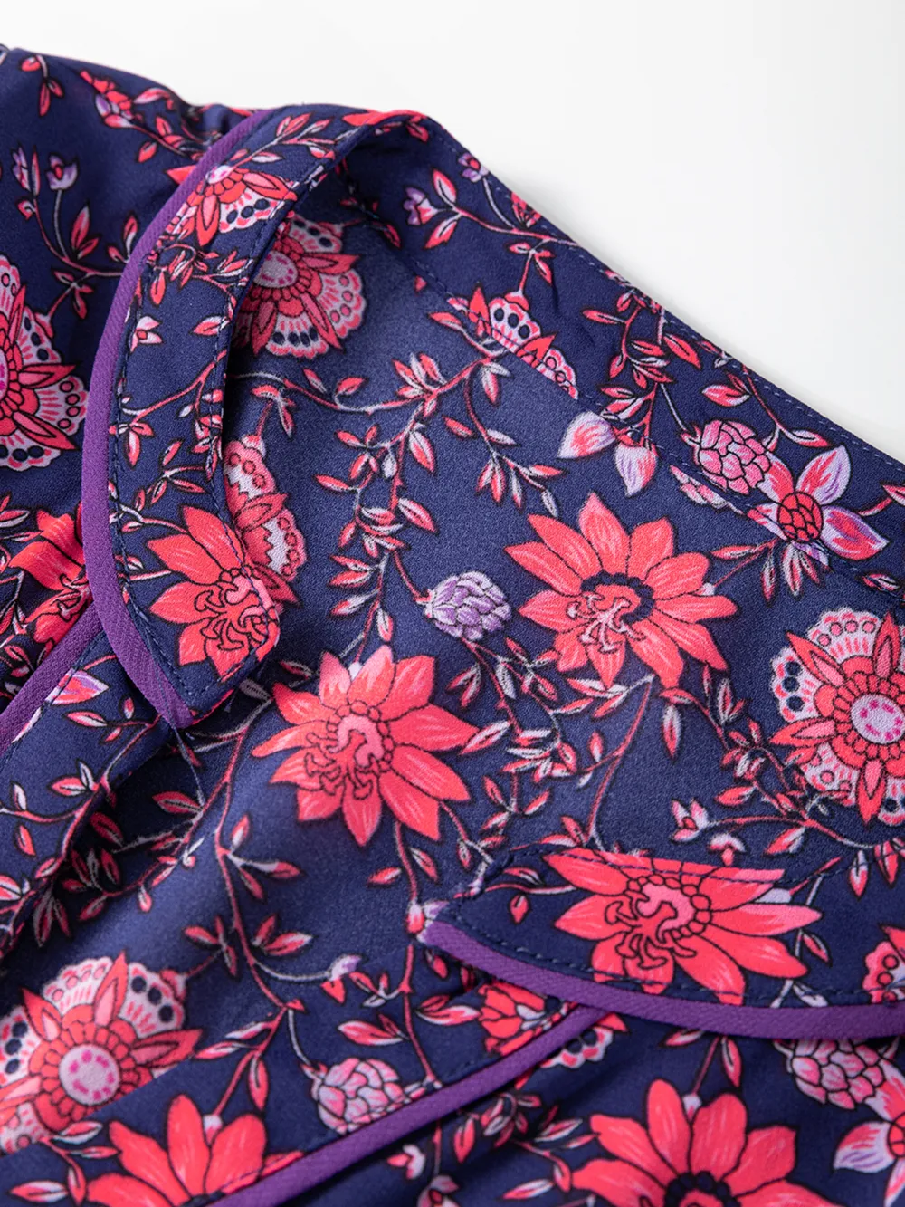 Floral Half Sleeve Split Neck Blouse Top, image 8
