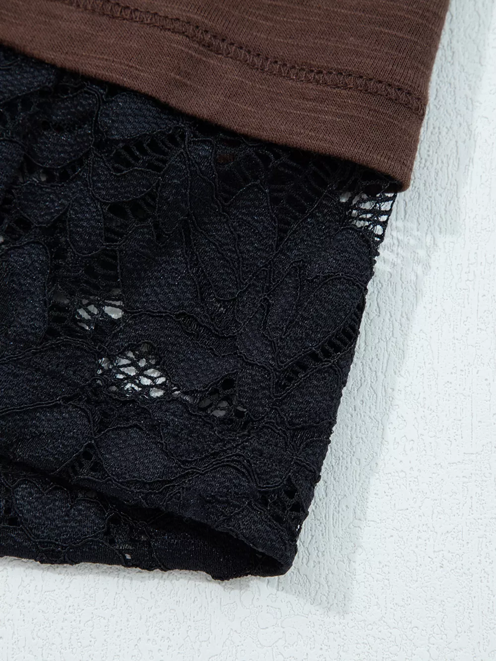 Sheer Lace Patchwork Casual Long Sleeve Top, image 5