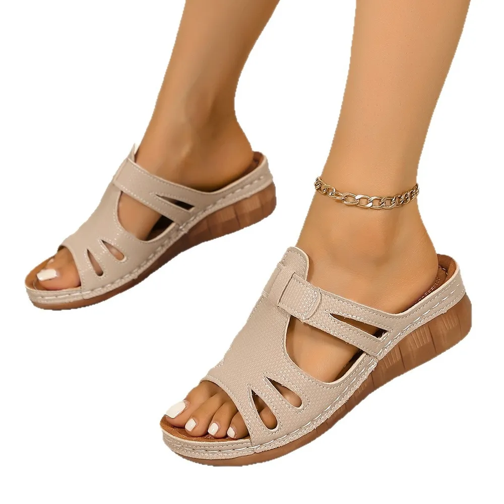 Cutout Open Toe Wedge Sandals, image 2
