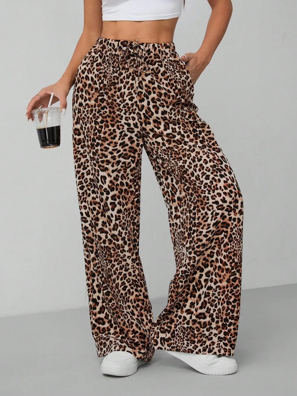 Leopard Print Wide Leg Pants