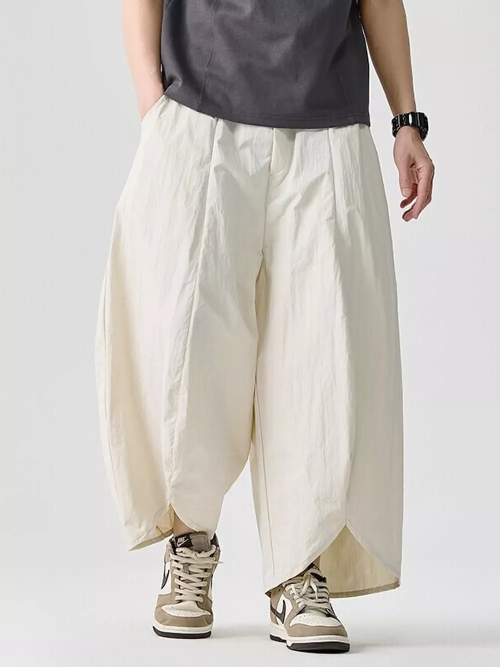 Men's Plus Size Loose-Fit Wide-Leg Cropped Harem Pants, image 6