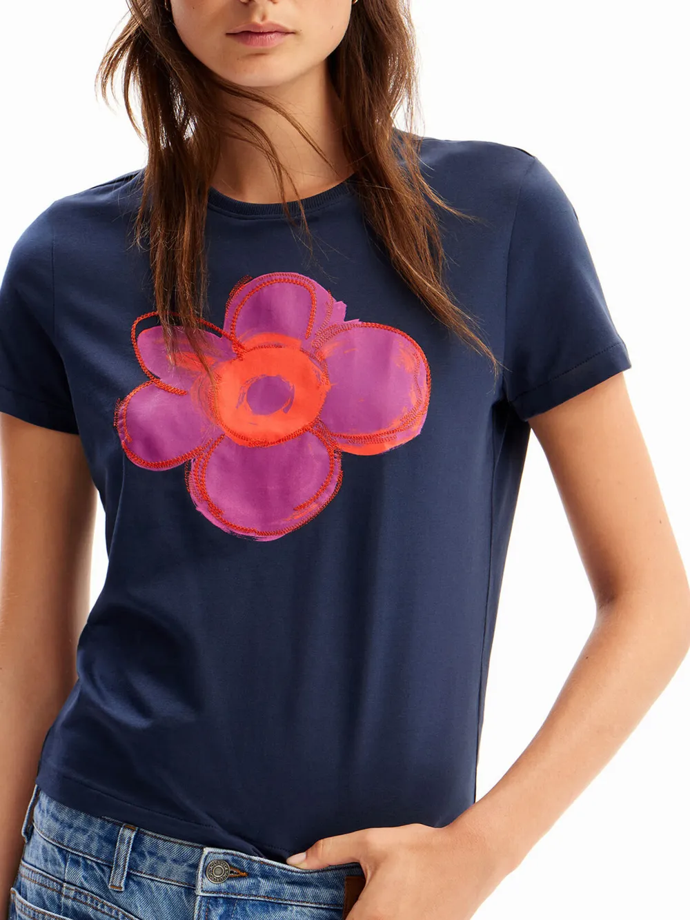 Flower Graphic Round Neck T-Shirt, image 9