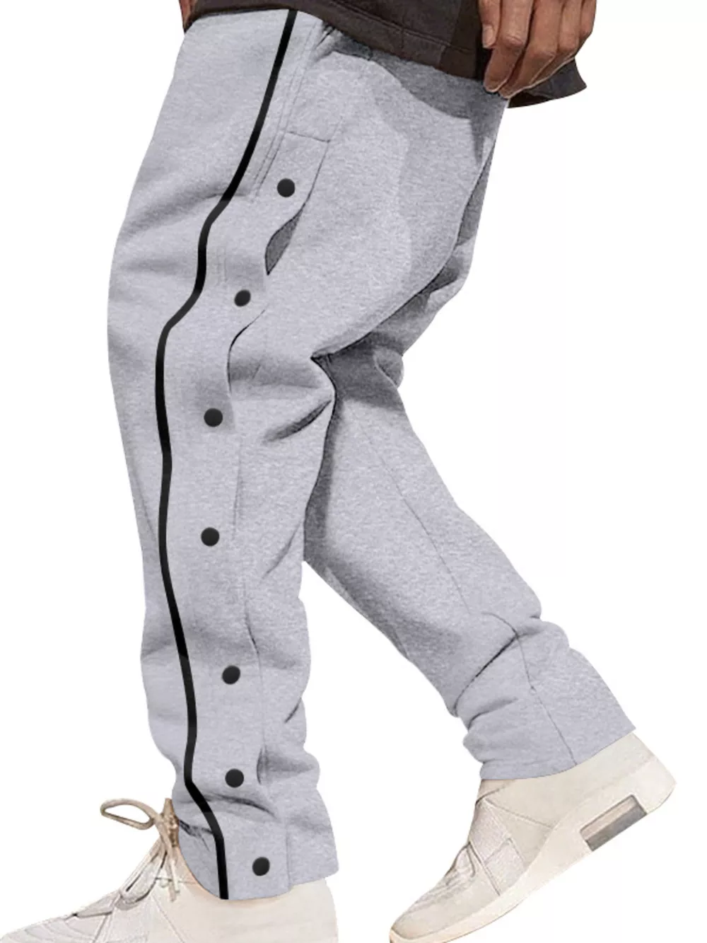 Men's Full Size Loose Fit Side Snap Button Track Pants Plus Size, image 6