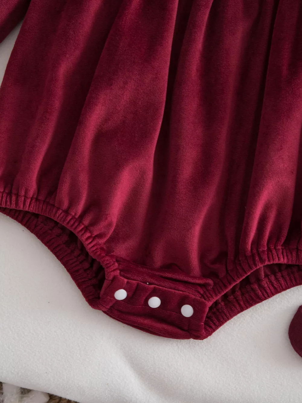 Children's Christmas Velvet Bodysuit and Socks Set, image 5