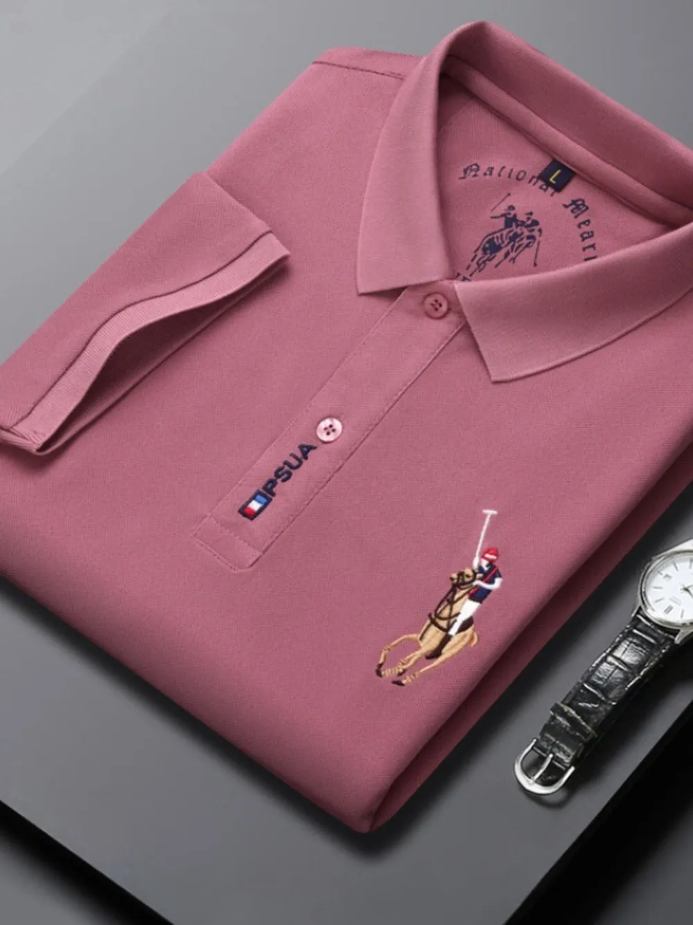 Men's Plus Size Short Sleeve Embroidered Polo, image 11