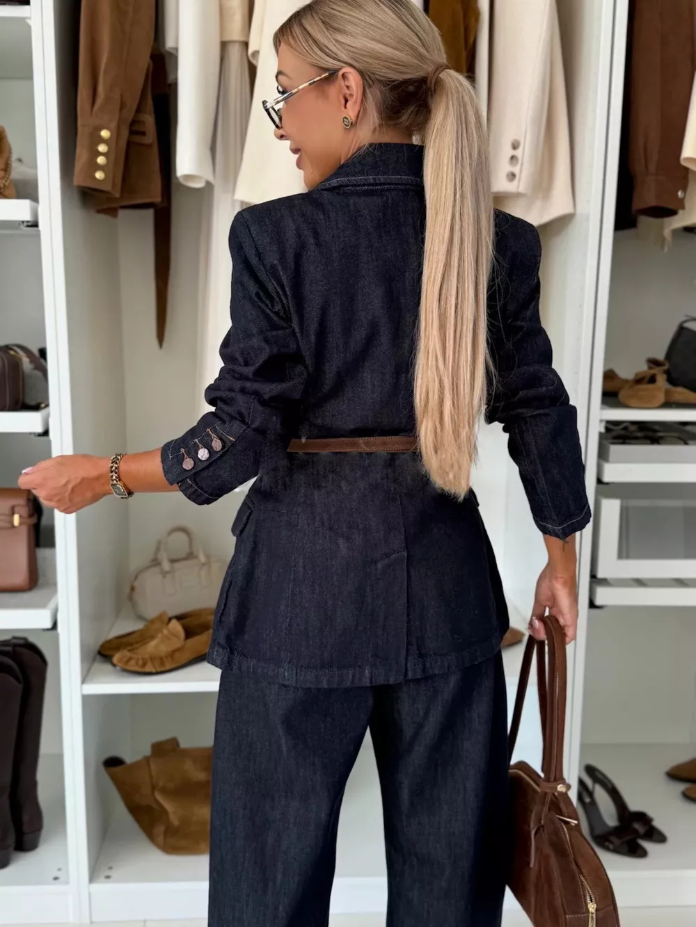 Single-Breasted Blazer and Jeans Denim Set, image 8