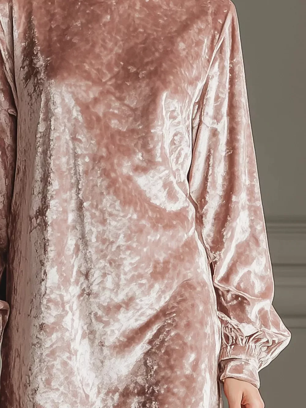 Full Size Velvet Long Sleeve Mini Dress Plus Size, image 3