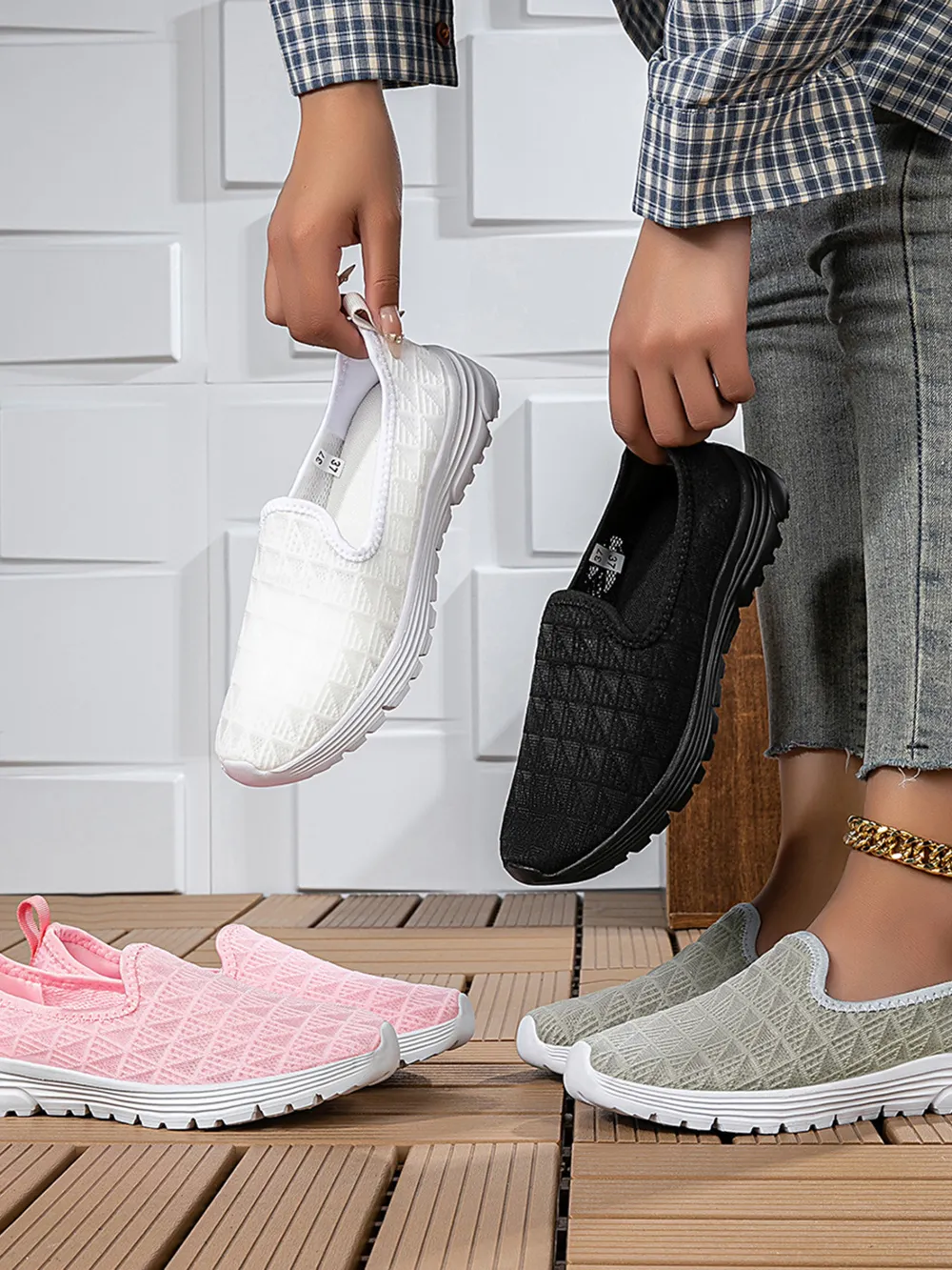 Breathable Mesh Slip-On Sneakers, image 9