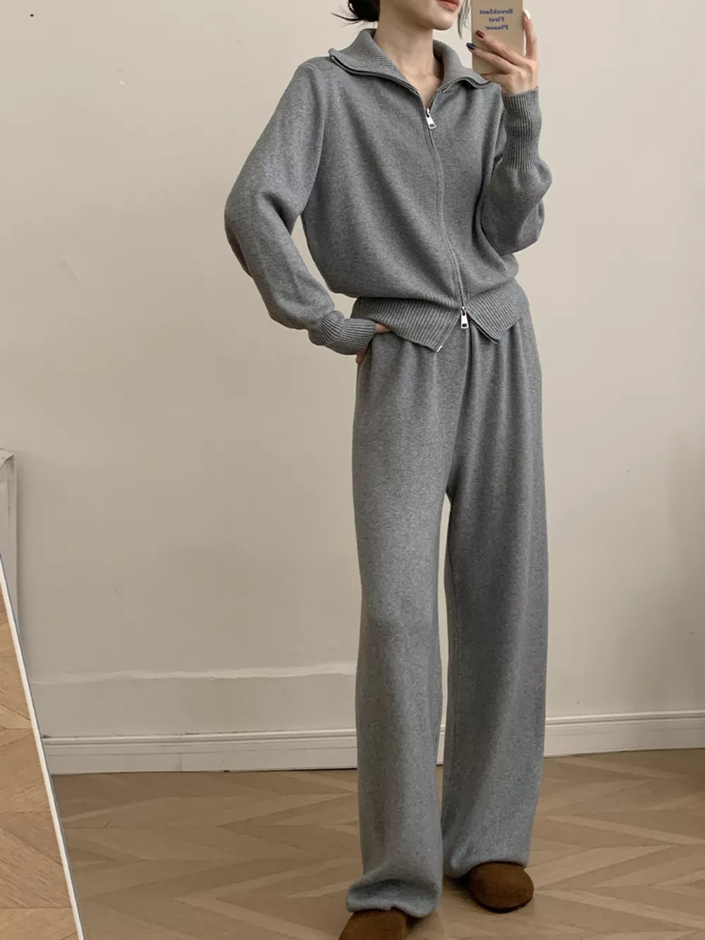 Zip Up Outerwear and Wide Leg Pants Set, image 12