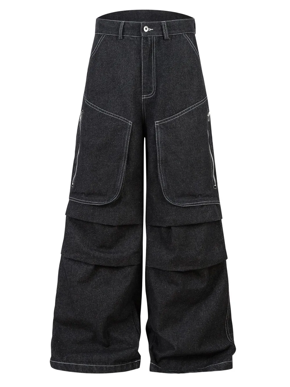 Men's Wide Leg Jeans with Contrast Panels