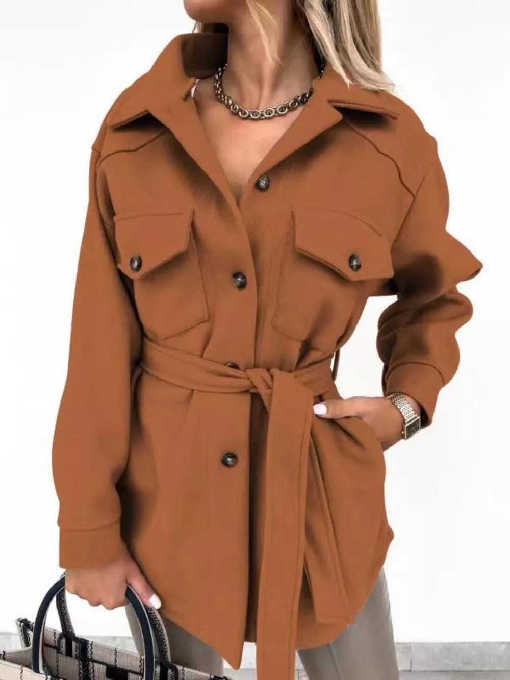 Button-Down Tie Waist Coat, image 13