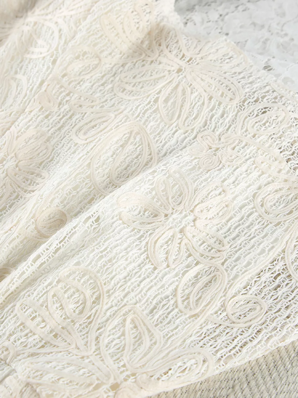 Lace Crochet Tie Front Top and Shorts Two-Piece Lounge Set, image 10