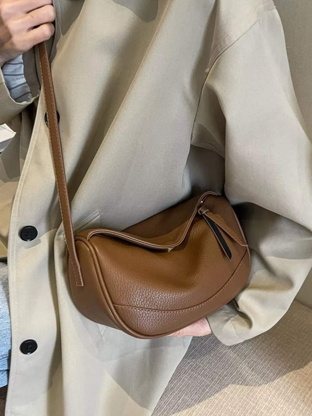 Minimalist Style Leather Crossbody Bag, image 2