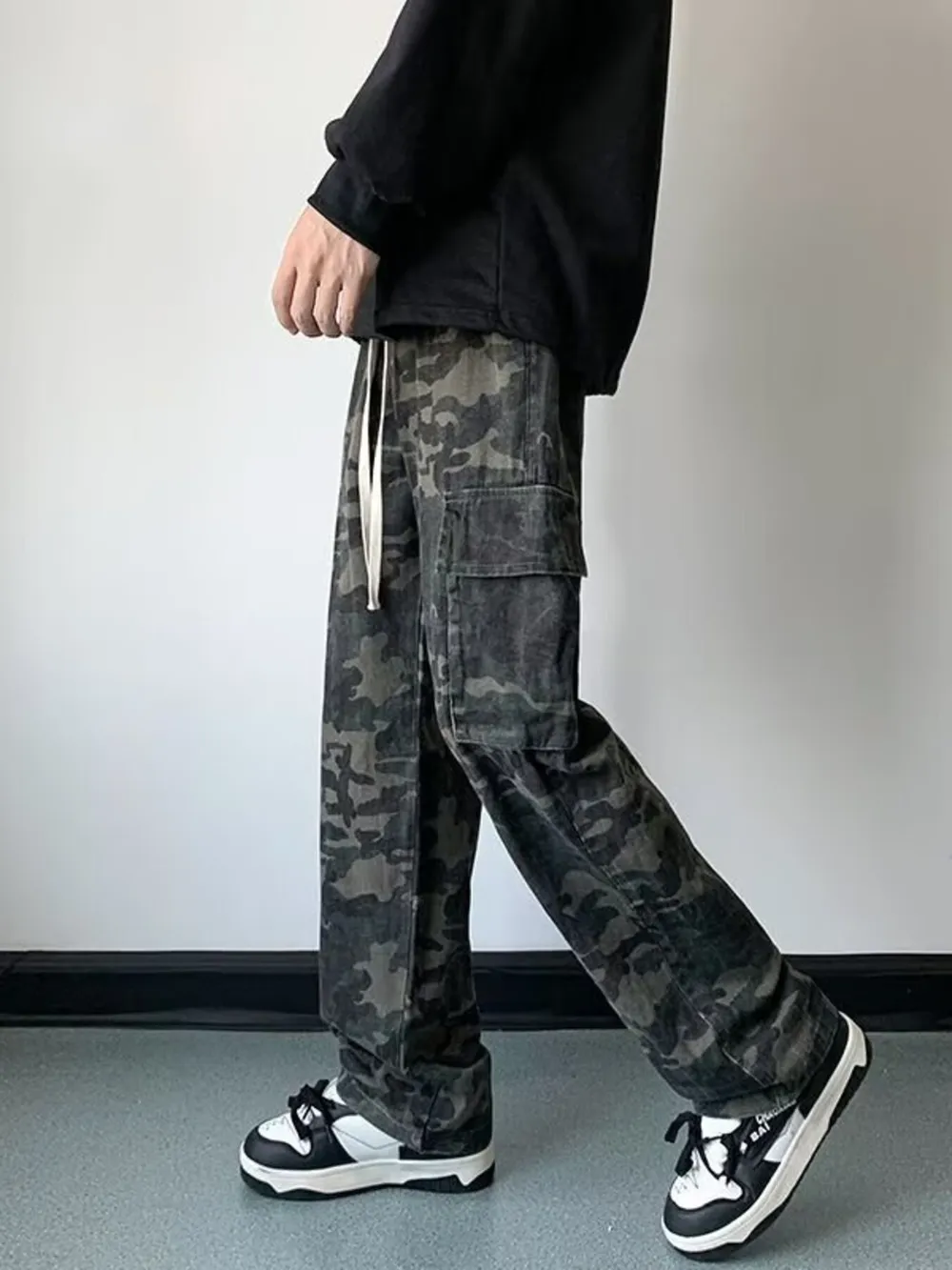 Men's Full Size Camouflage Wide Leg Cargo Jeans Plus Size, image 3