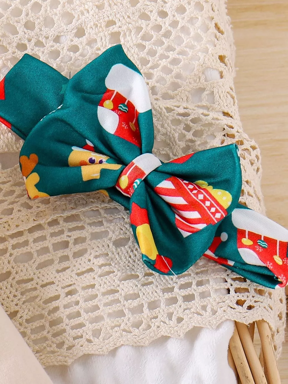 Children's Christmas Ruffled Long Sleeve Top and Skirt Set with Headband, image 5