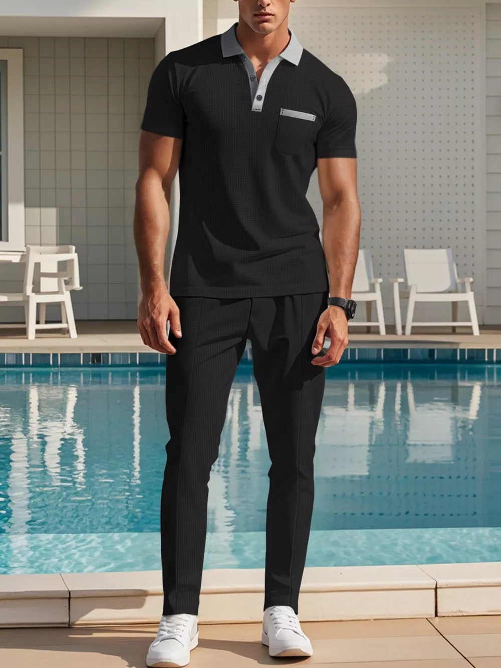Men's Full Size Short Sleeve Polo and Pants Set Plus Size, image 5