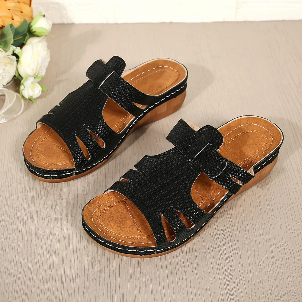 Cutout Open Toe Wedge Sandals, image 3