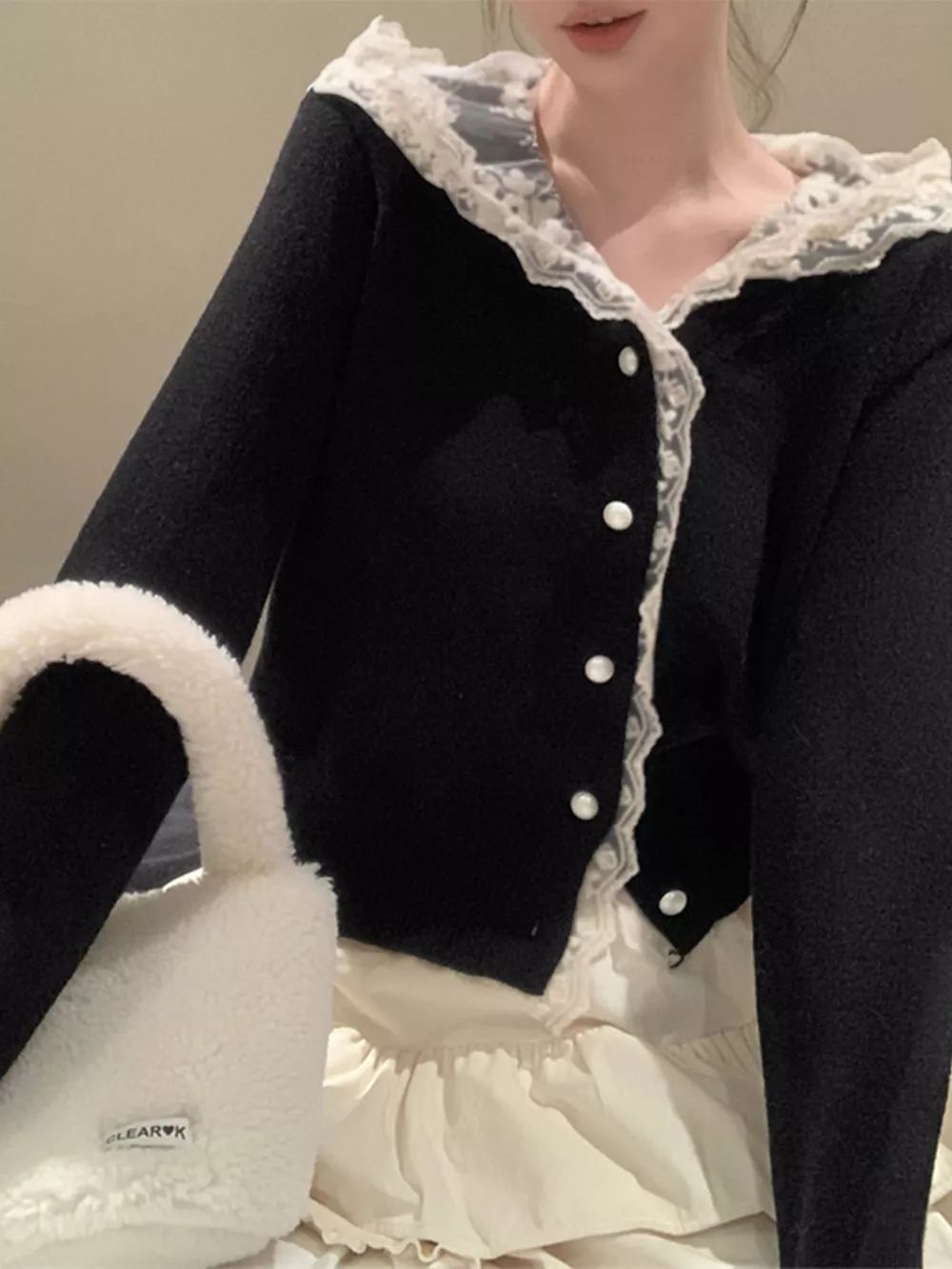 Lace Trim Hooded Cardigan, image 7