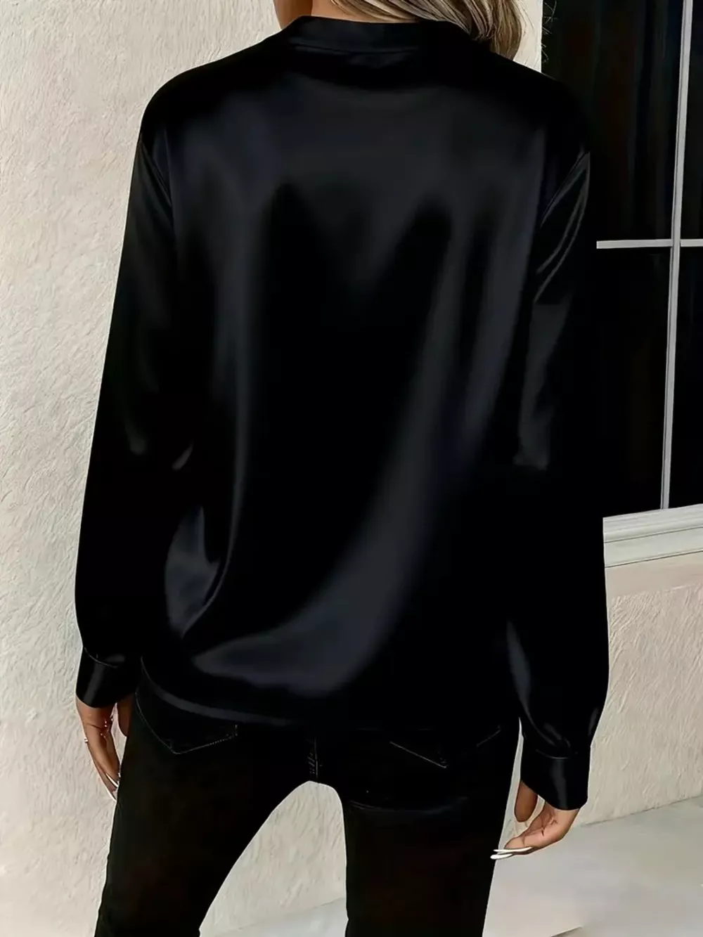 Notched Long Sleeve Blouse, image 7