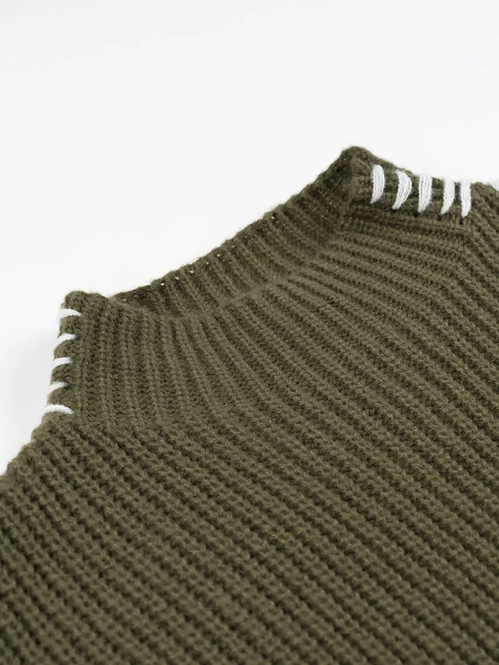 Contrast Mock Neck Long Sleeve Sweater, image 13