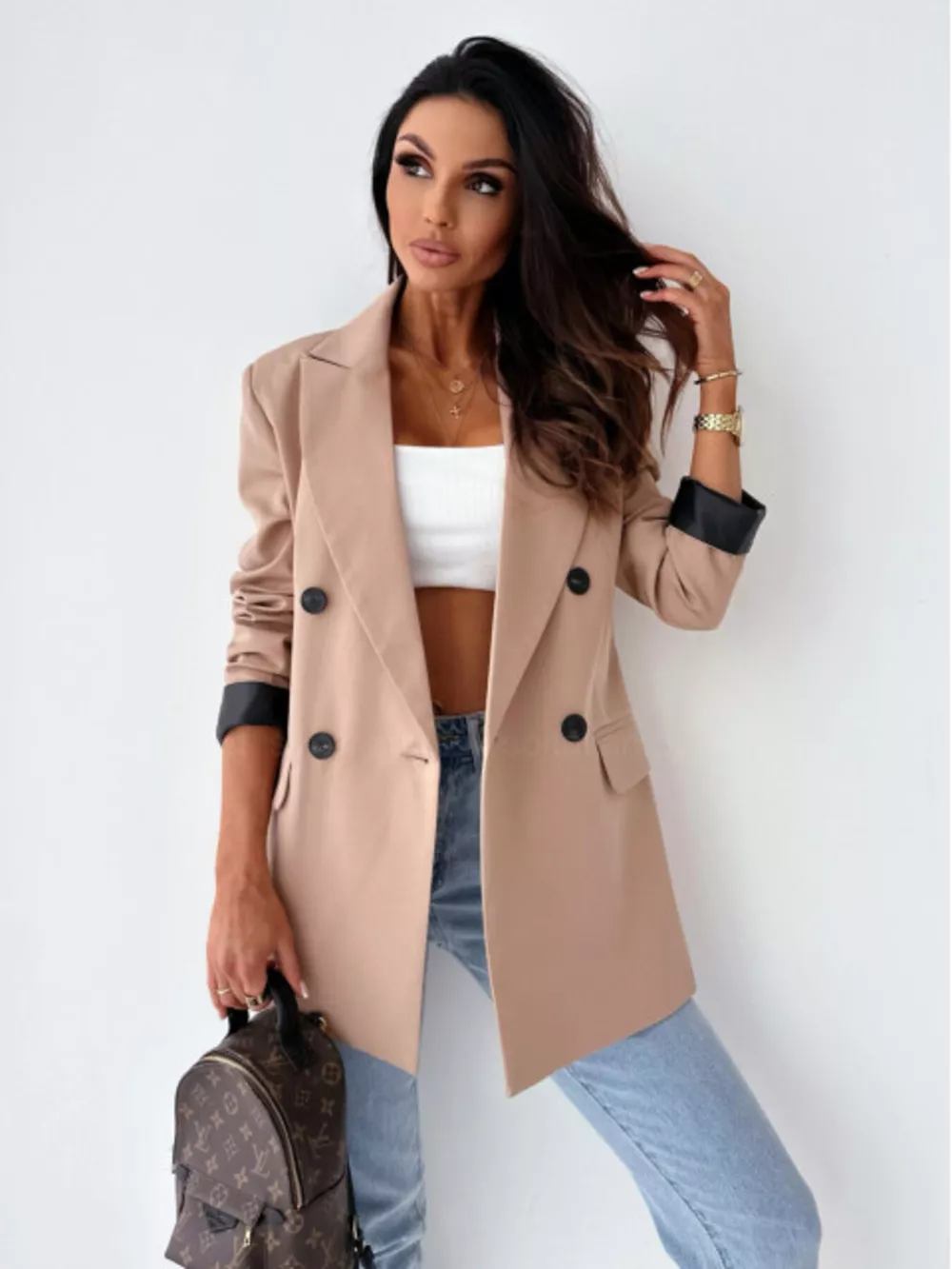 Lapel Collar Long Sleeve Blazer, image 13