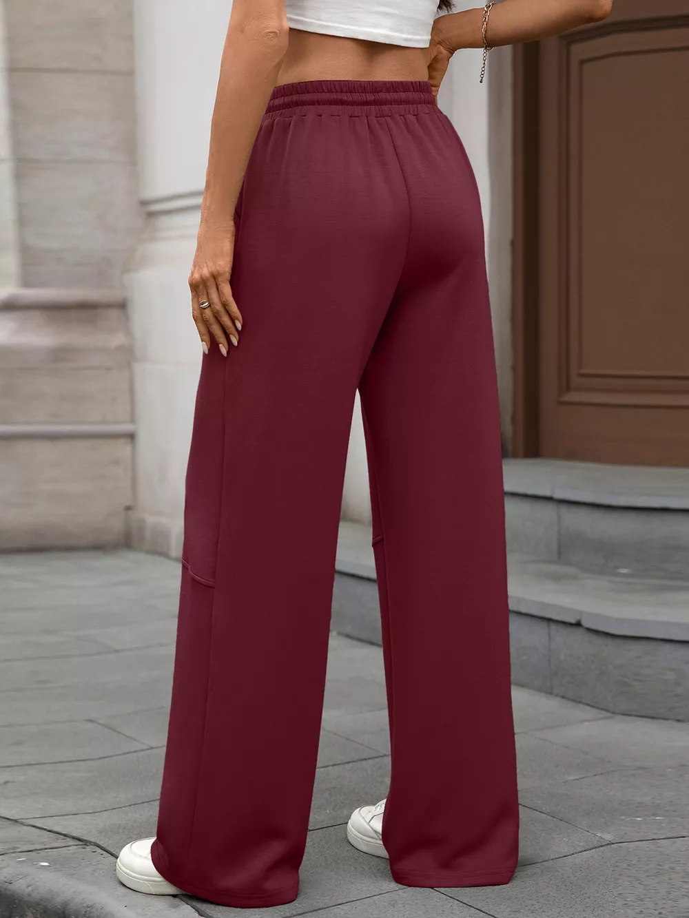 Drawstring High Waist Wide Leg Casual Pants, image 19