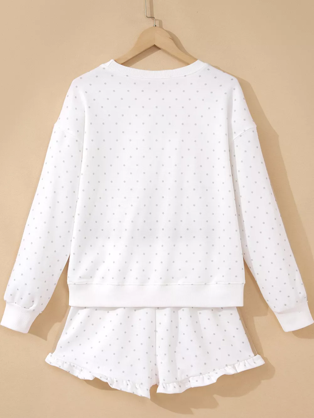 Polka Dot Long Sleeve Sweatshirt and Shorts Set, image 7
