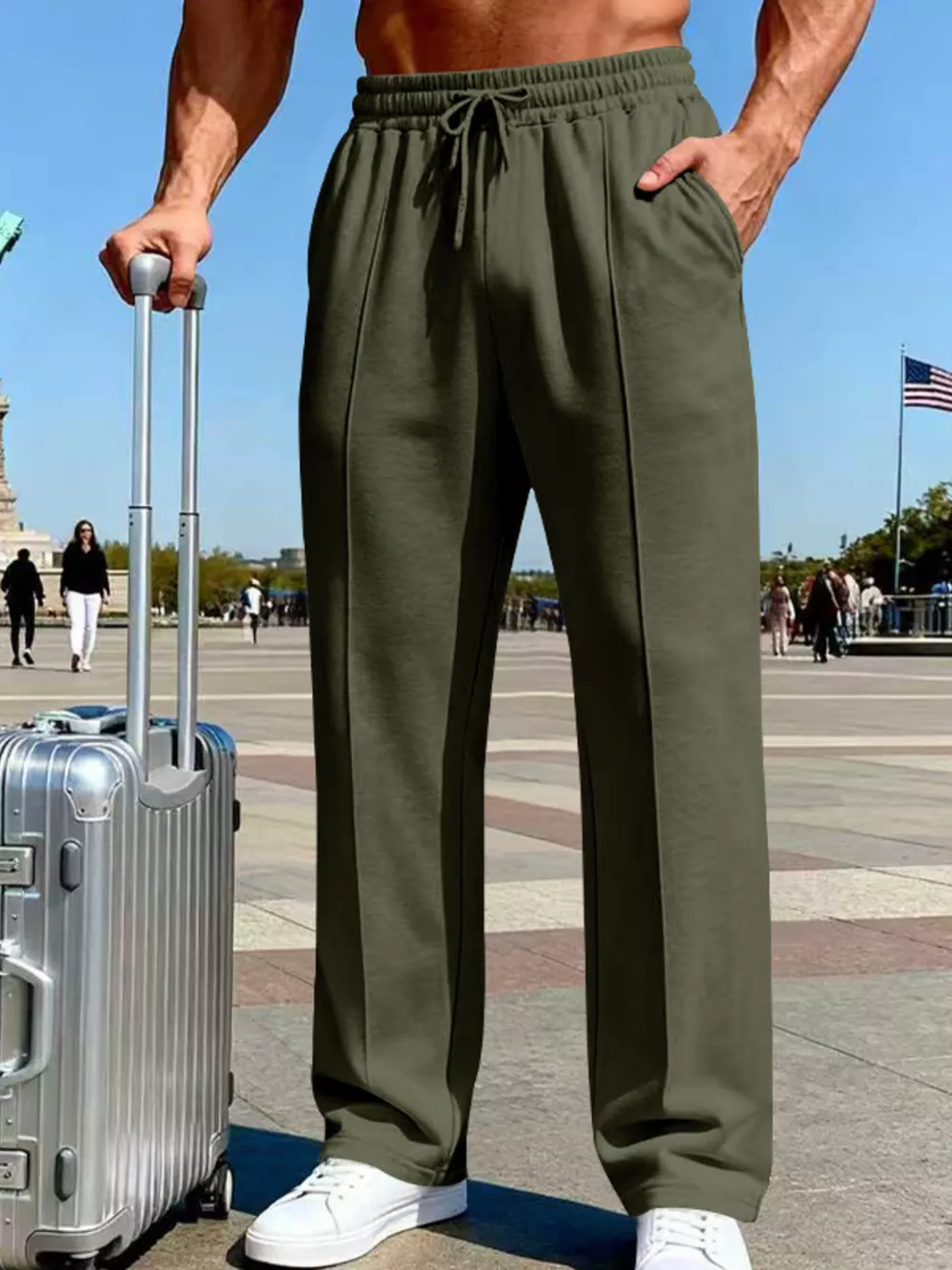 Men's Full Size Drawstring Wide Leg Pants Plus Size, image 21