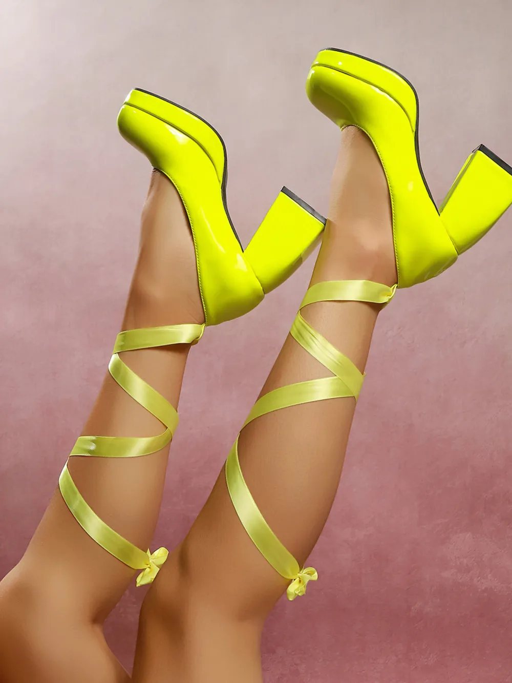 Platform Block Heel Pumps with Ankle Wrap Straps, image 12