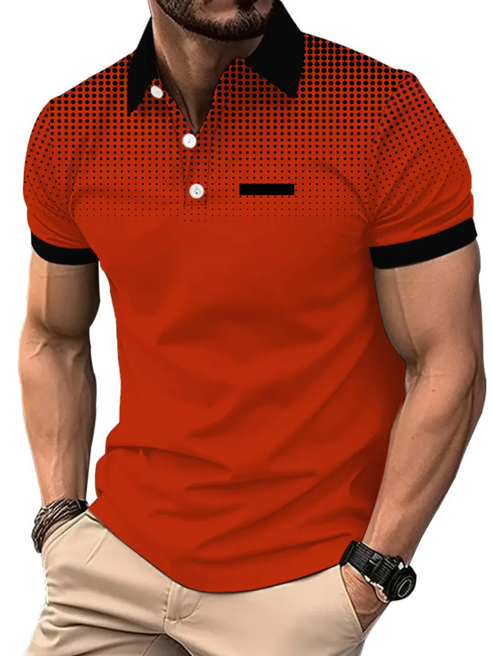 Men's Full Size Button Detail Short Sleeve Polo Plus Size, image 4